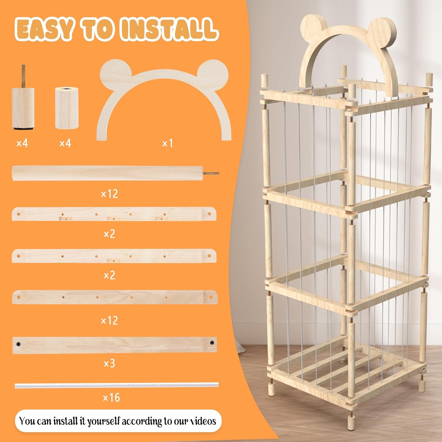 Stuffed Animal Zoo Storage, Large Stuffed Animal Storage Wooden Stuffed Animal Cage Holder Stuff Animal Organizer for Plushies Playroom Bedroom