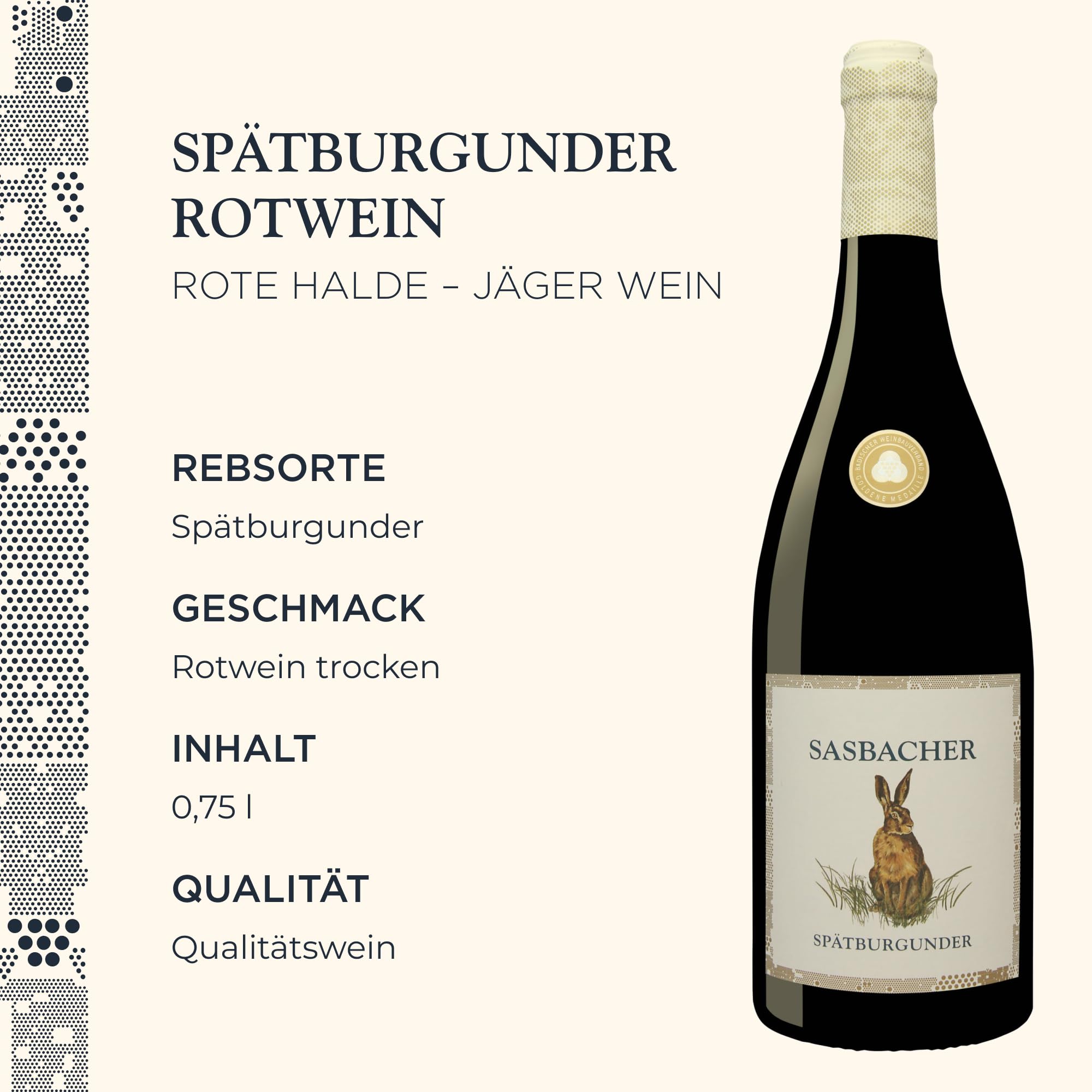 Sasbacher Spätburgunder Falstaff-Paket, Rotwein trocken 3x0,75 l | Spätburgunder Barrique Spätlese, Jäger-Wein QbA & Edition Orchidea Spätlese trocken, Falstaff prämierte Weine, Rote Halde