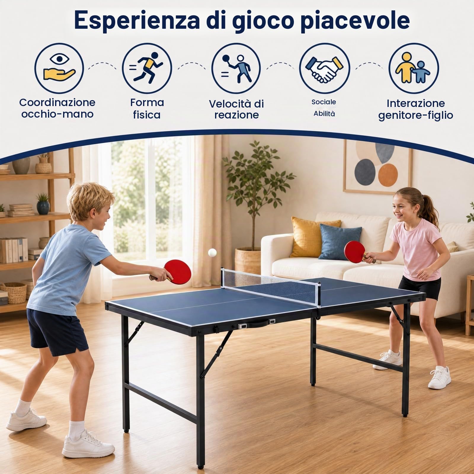 LIFEZEAL Mini tavolo da ping-pong in metallo, tavolo da tennis con rete, palle, pipistrelli, tavolo da ping pong pieghevole per esterni e interni