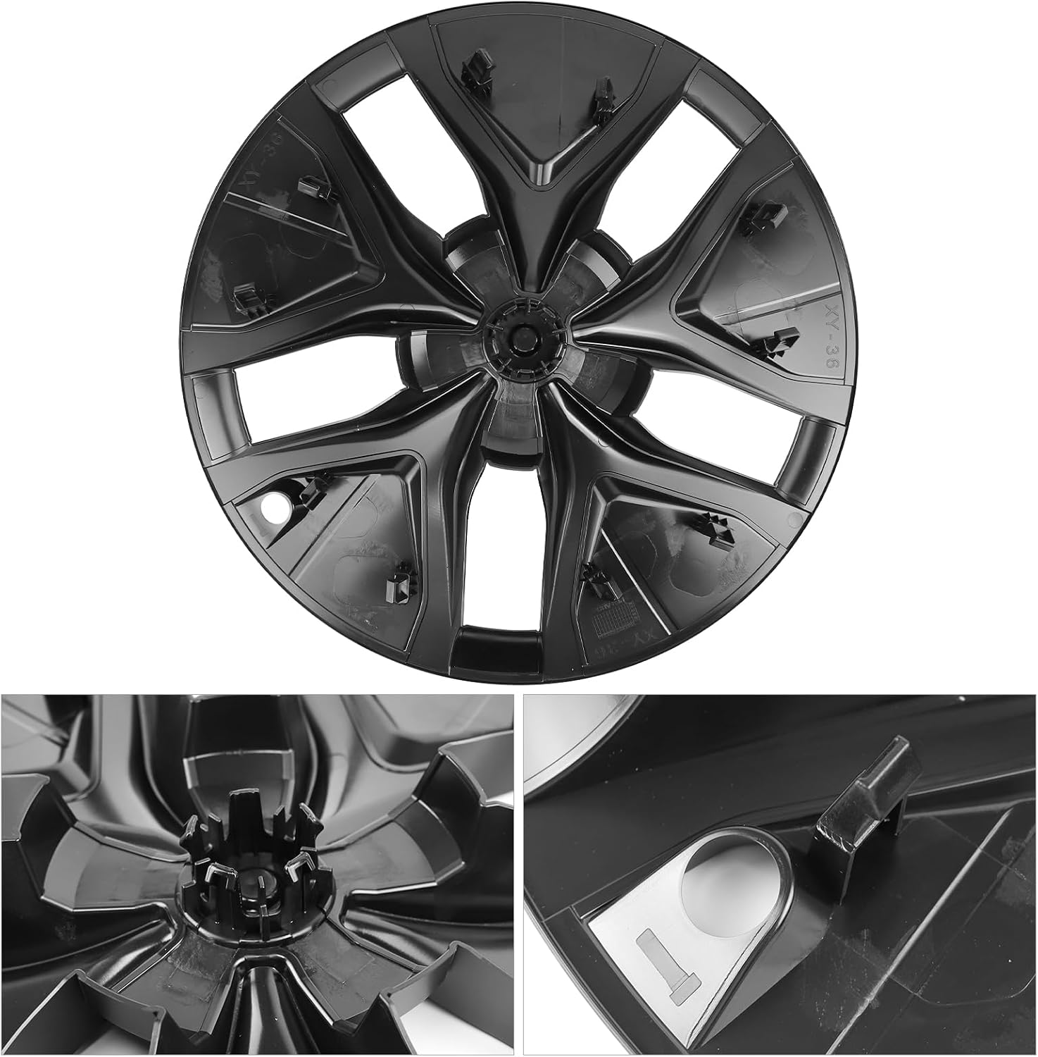 19" Wheel Covers Compatible with Tesla Model Y 2025-2026 Wheel Center caps Black Rims Matte Black ABS Hubcaps Snap-On 19-inch Wheel Compatible with Tesla Y Juniper 2026