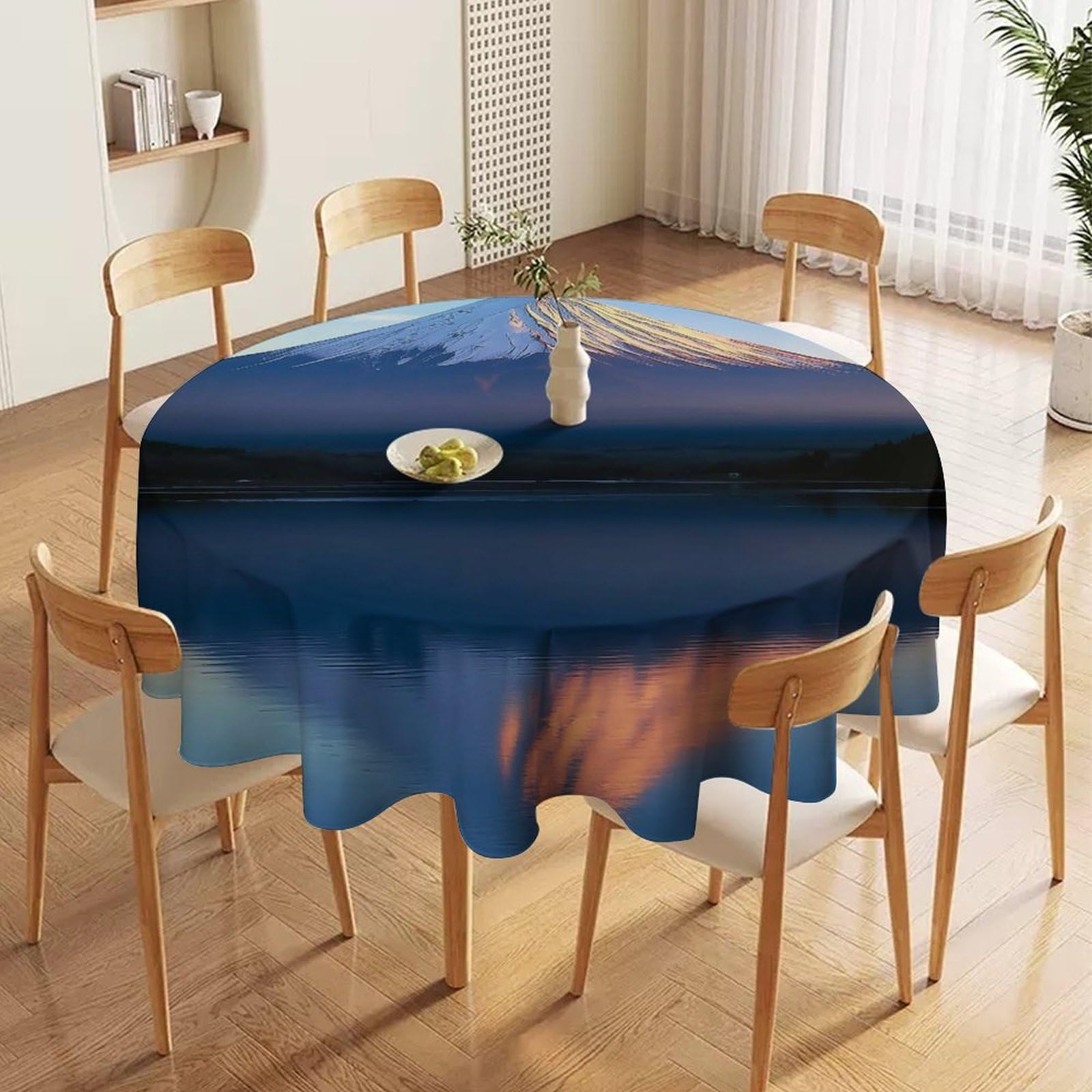 ORDOBO Round Table Cover -Night View Fashion Tablecloth Protector 3D Print Wipeable Outdoor Table Cover For Kitchen Dining Home Decoration 127X127Cm