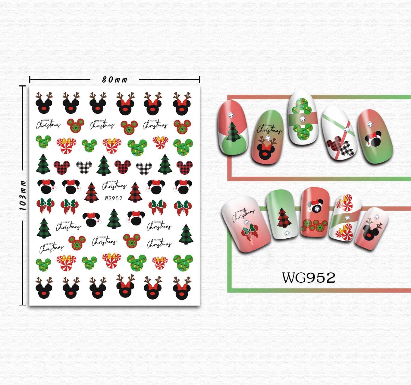 10 Blatt Weihnachts-Nagelsticker – Selbstklebend, Verschiedene Motive, Für Nail Art & Deko