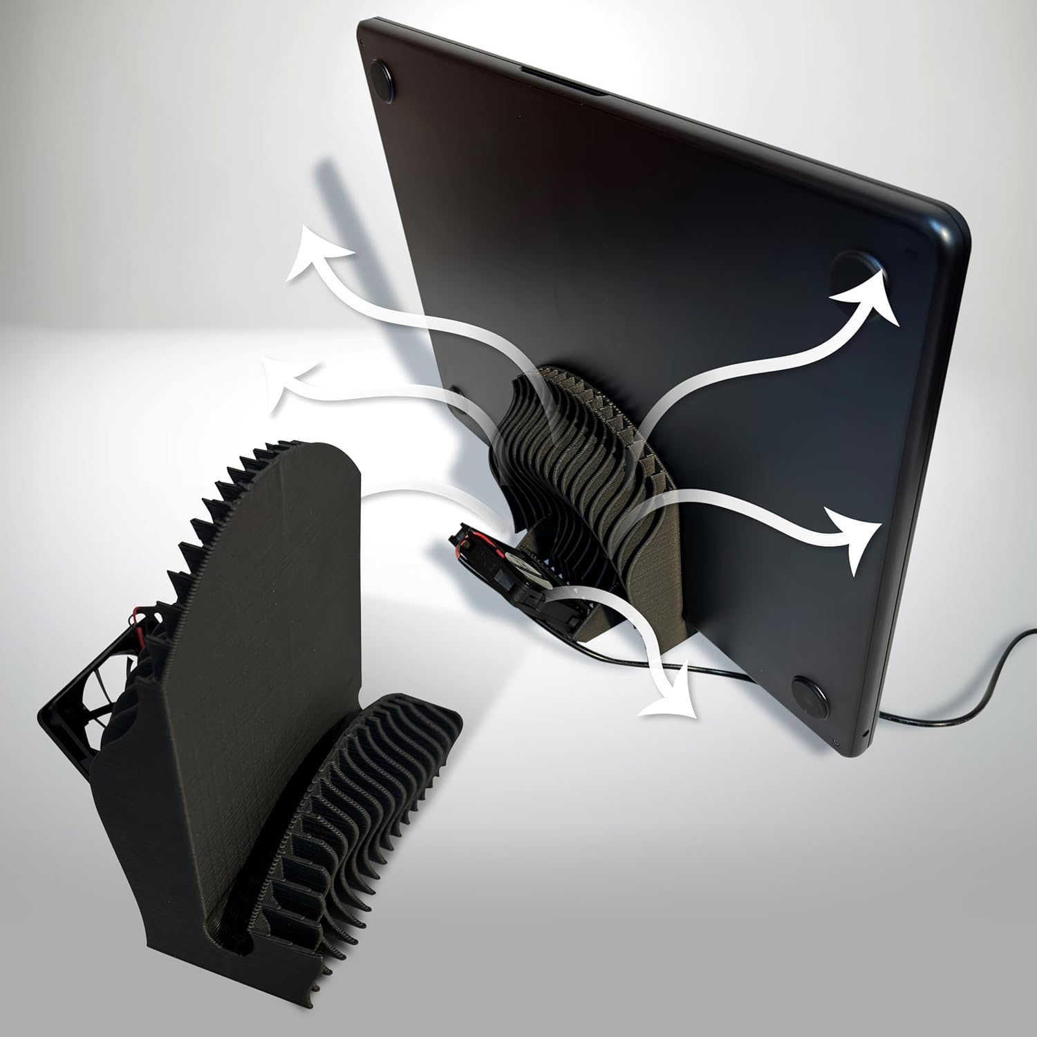 Vertical Cooling Stand for MacBook Air M4, M3, & M2, Thermally Conductive Polymer, 3D-Printed