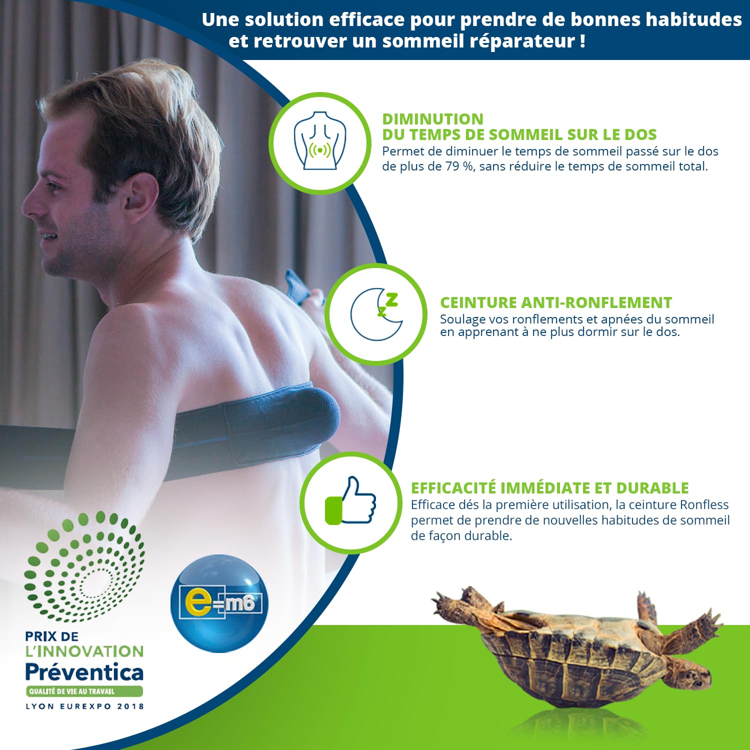Ceinture Anti-ronflement Anti-apnée du Sommeil Dispositif Breveté