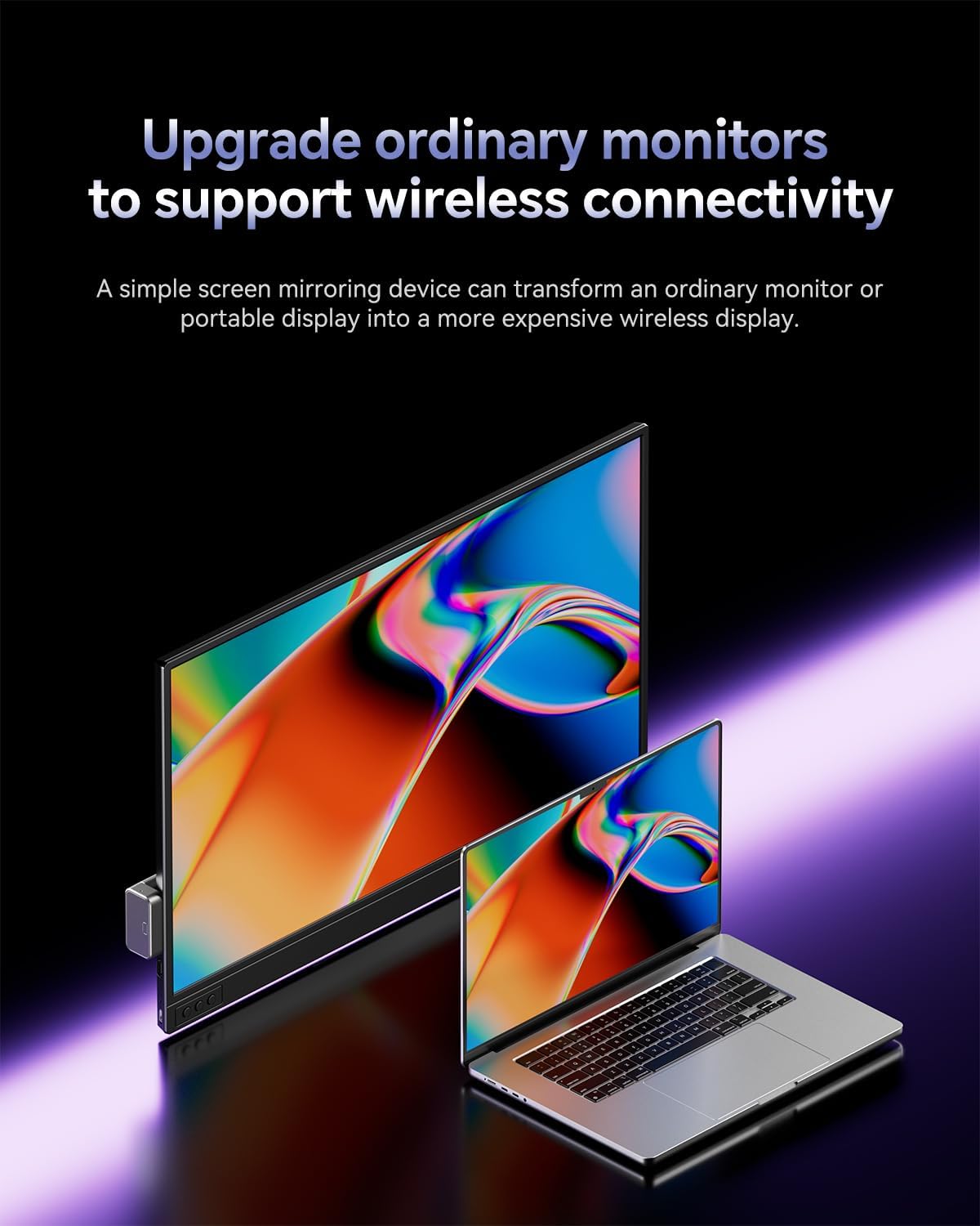 AOOSTAR Wireless HDMI Display Adapter, 1080P Screen Mirroring Dongle, AirPlay & Miracast Receiver for iPhone, Android, Windows, Mac to HDMI TV, Monitor, Projector, USB-C Power Only