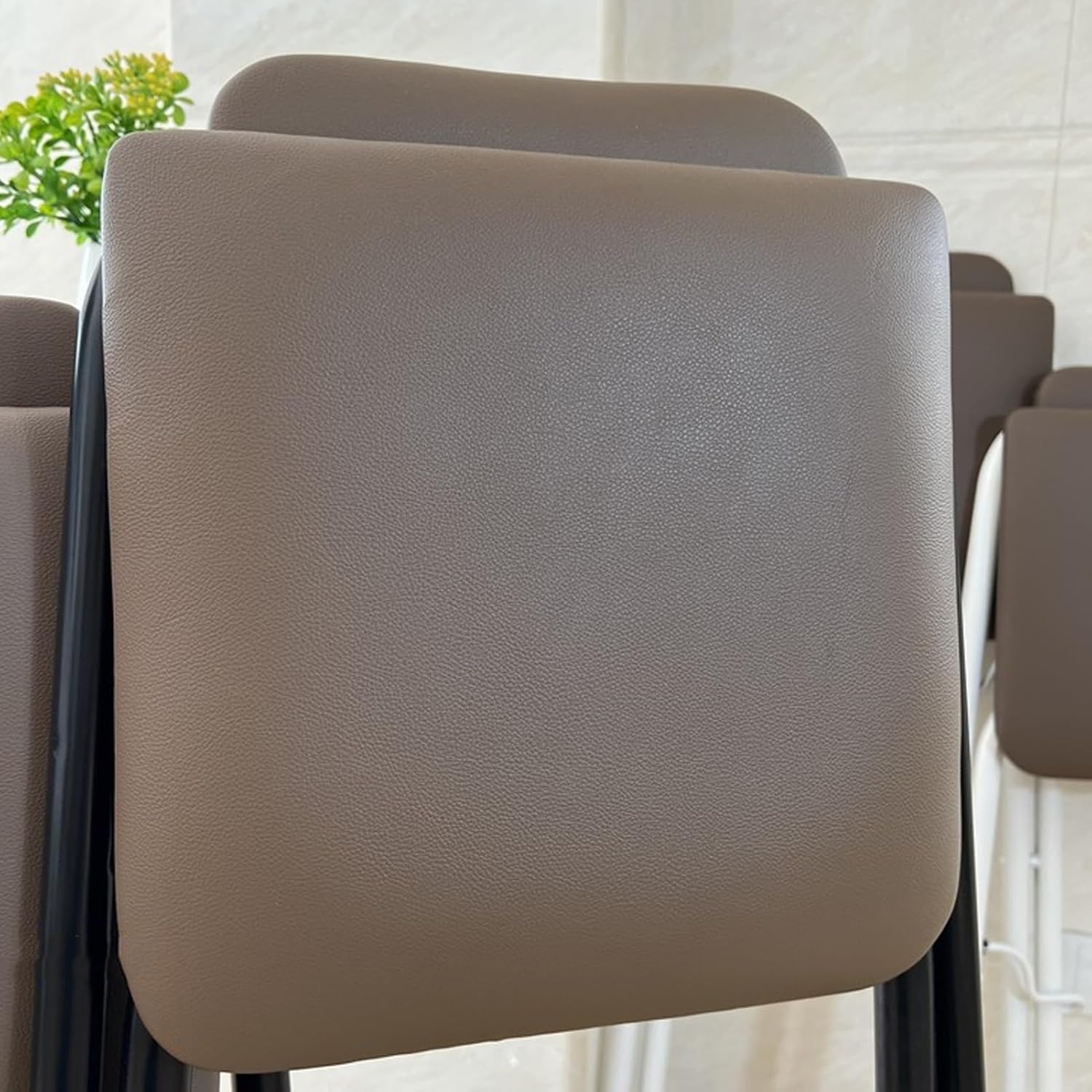 Home Folding Stool with Backrest, PU Padded High Chair, Height Foldable Portable Tall Stools for Outdoor Kitchen Shop Cafe (Color : Brown 2, Size Seat (Brown 2 Seat Height 75 cm