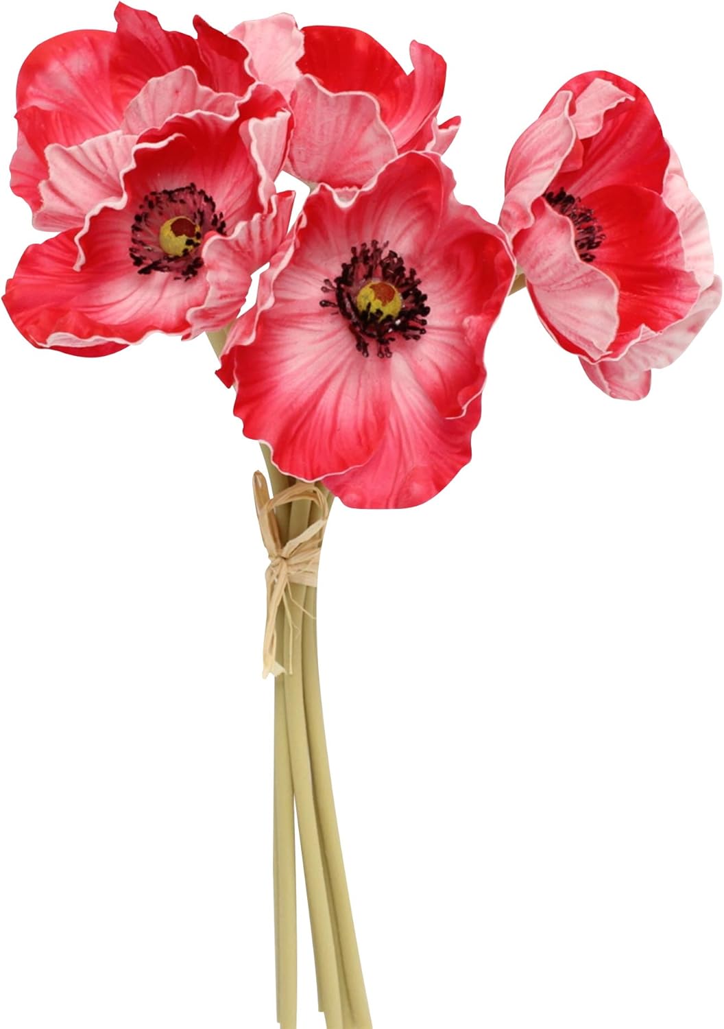 Angel Isabella Realistic Poppy - Real Touch Artificial Flowers for Decoration - Beautiful Artificial Flowers Arrangements for Home, Corsage, Boutonniere - 2 Bundles, 6 Stems Each (Spa Aqua)