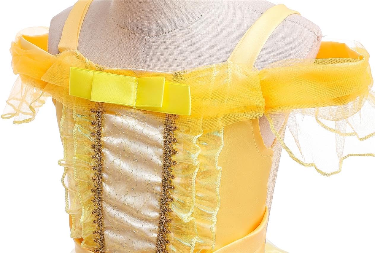 Dressy Daisy Toddler Girls' Princess Costumes Fancy Dress Up with Accessories Halloween Birthday Party Outfit Yellow - Image 3