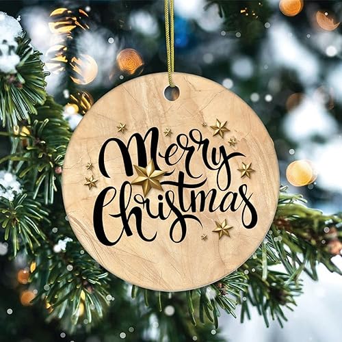 Vista 34 de Two-Side Printed Merry Christmas Marble Ceramic Christmas Ornament, Novelty for Family Friends Kids, Abstract Christmas Keepsake Pendants