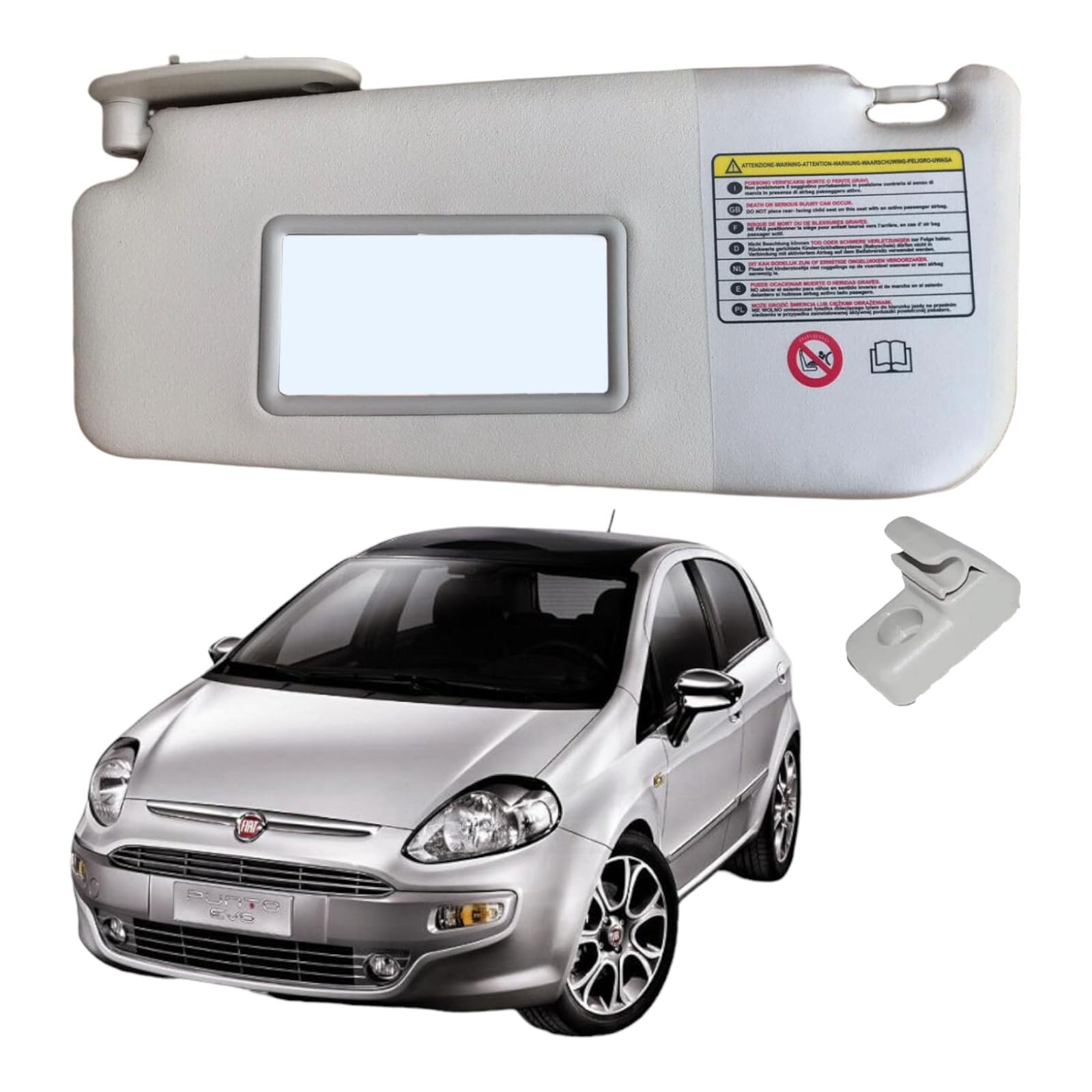 Set Pantina Parasole + Gancio Sinistra Adatto per GRANDE PUNTO e PUNTO EVO, colore BEIGE, Compatibile, Non Originale