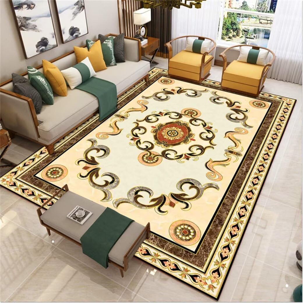 Tapis de salon unicolore jaune anti-glisse 50x80cm pour sol sécurisé