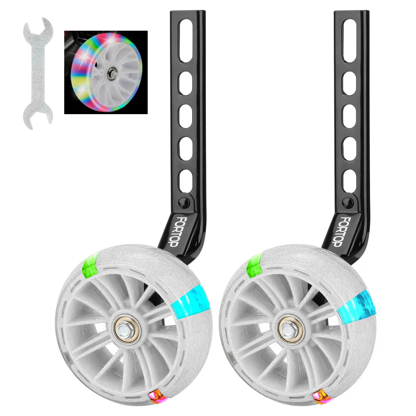 Fahrradtrainingsräder, robustes Paar Hinterräder mit montiertem Stabilisator-Kit für Jungen und Mädchen, einfache Geschwindigkeitsfahrräder für Kinder, Größen 30-51 cm (Weiß)