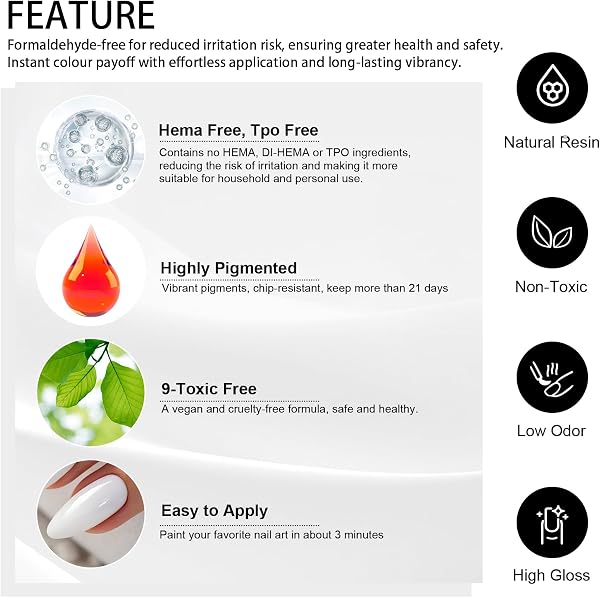 INPING Pintauñas Semipermanentes, TPO-FREE HEMA-FREE, Blanco Esmaltes Semipermanentes de Uñas en Gel UV LED Gel Nail Polis Uñas Diy Manicura Nail Art Set, 7 ML - 4