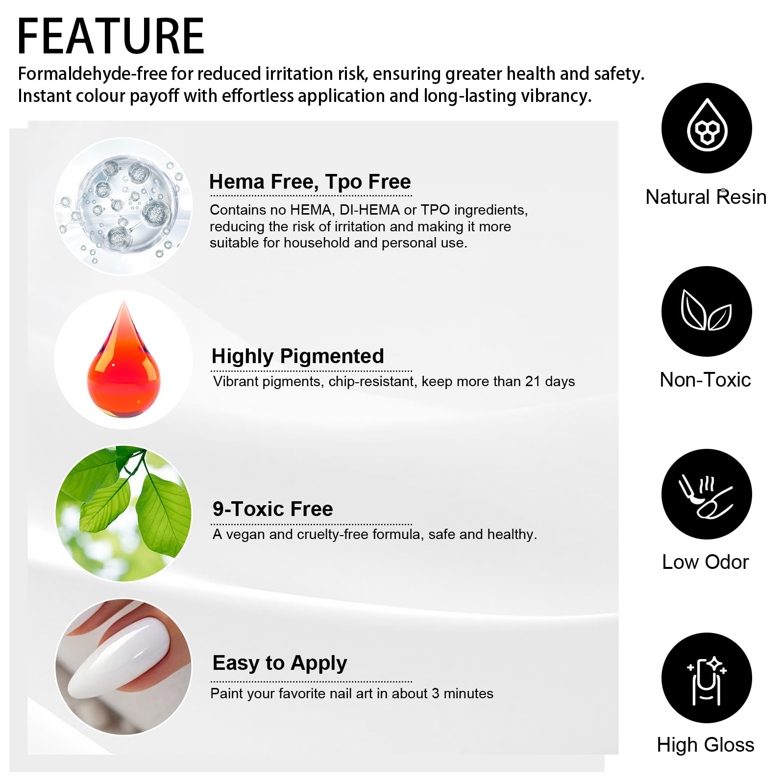 INPING Pintauñas Semipermanentes, TPO-FREE HEMA-FREE, Blanco Esmaltes Semipermanentes de Uñas en Gel UV LED Gel Nail Polis Uñas Diy Manicura Nail Art Set, 7 ML — view 4