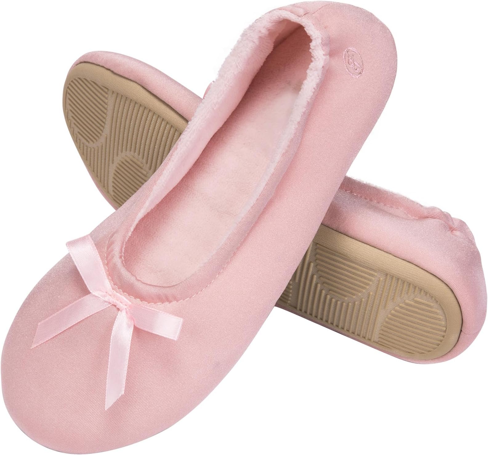 EverFoamsWomen's Ballerina Slippers Lightweight Comfy Memory Foam House Shoes with Stretchable Heel Design