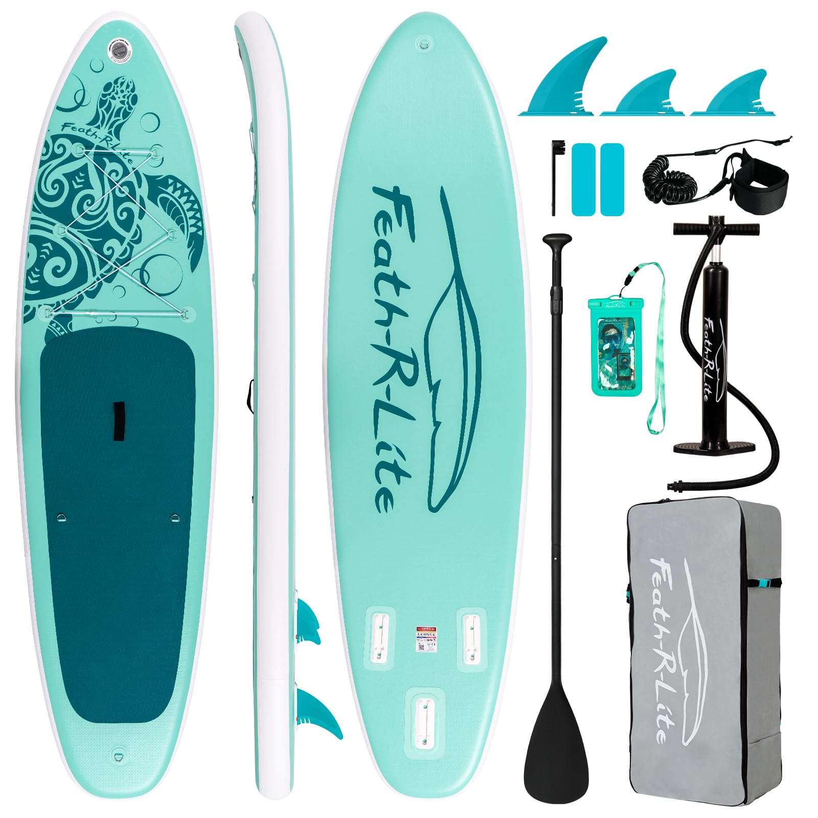 FEATH-R-LITE Gonfiabile Stand Up Paddle Board Ultraleggero - Accessori SUP: pagaia regolabile, pompa, zaino, leash, finlandese - Per tutti i livelli di abilità