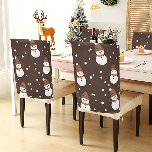 Miniatura 4 de Snowmen Cute Cartoon Black Browchristmas N Decorative Chair Covers for Wedding for Wedding Banquets Soft Polyester Chair Covers Covers para sillas