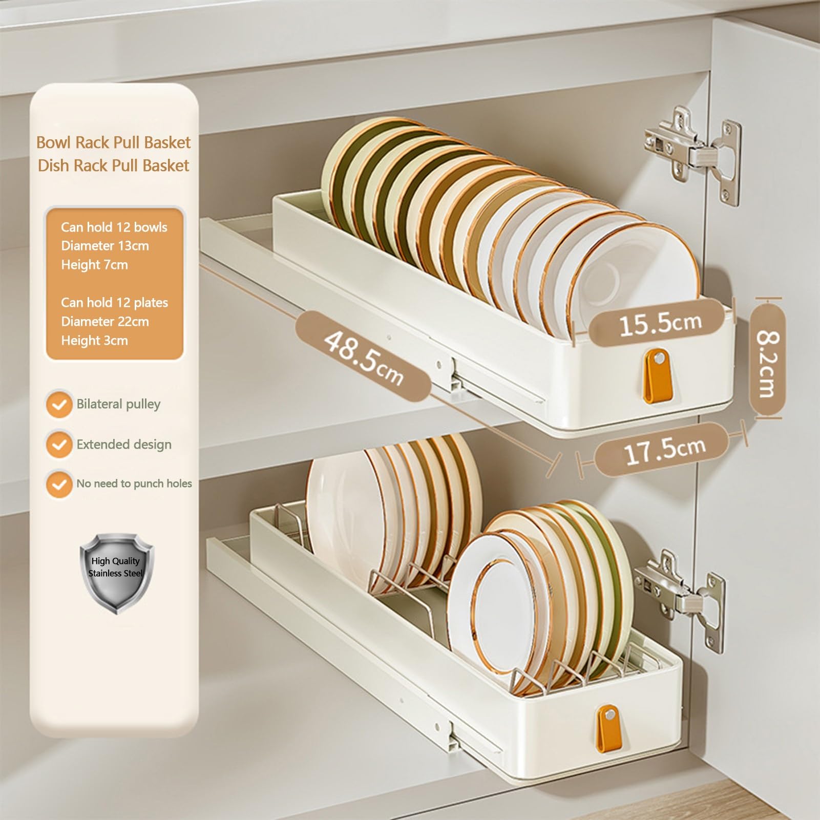 Ausziehbarer Schubladen Geschirrkorb Slide Out Drawer Pull Out Cabinet Organizer Kitchen Edelstahlschrank Ausziehbare Schublade Teleskopschublade Küche ohne Bohren