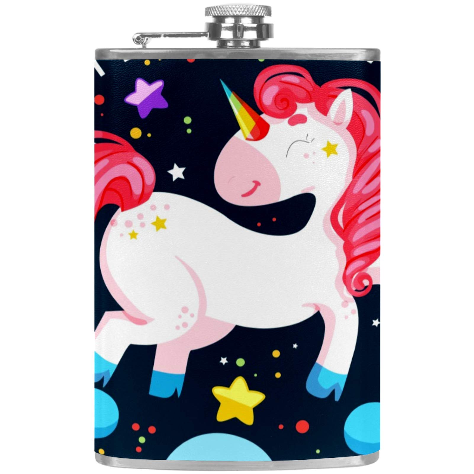 Flasque en cuir gravée licorne au design élégant