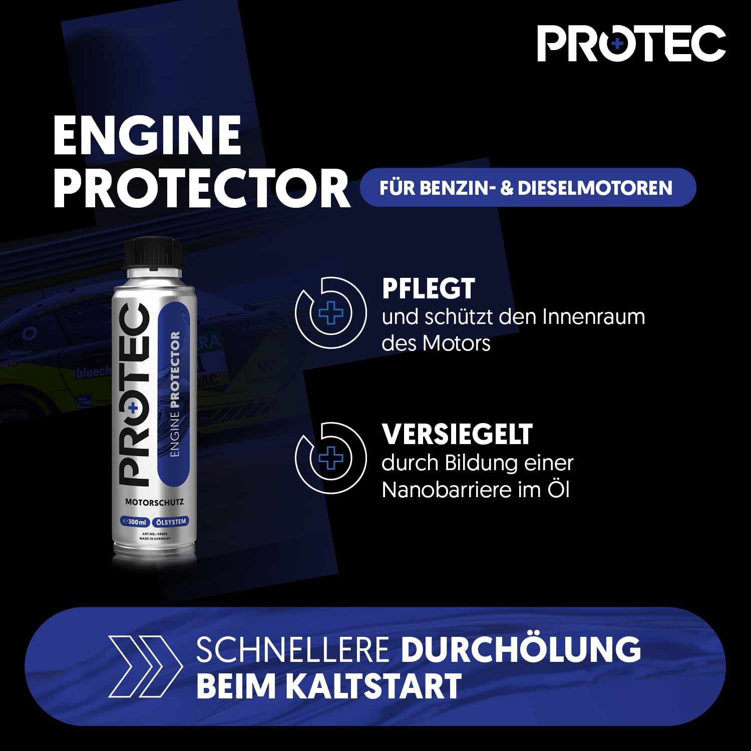 ProTec+ Engine Flush & Protect Benzin | 3er Set | Motorsystemreiniger | Motor-Innenreiniger und Motorspülung | Öl Leistungs-Booster | Motoröl-Additiv | Motor-Reiniger und Vergaser-Reiniger | Additiv |