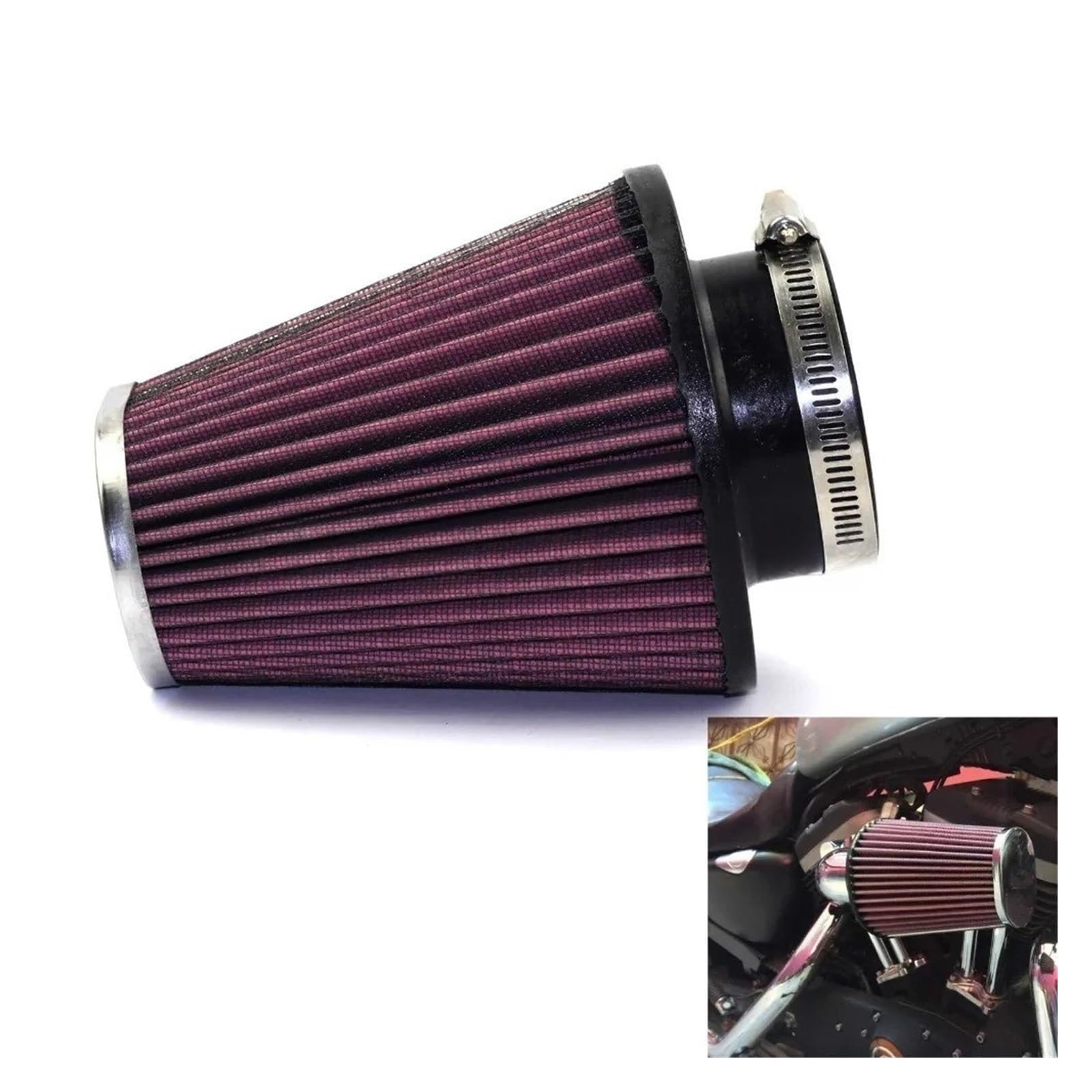 Filtro aria aspirazione Elemento Filtrante Universale Da 62 Mm Ad Alto Flusso Ovale Conico RC-3680 Ricambio Per Aspirazione Detergente Per Ha&rley Per Hond&a Dyna XL