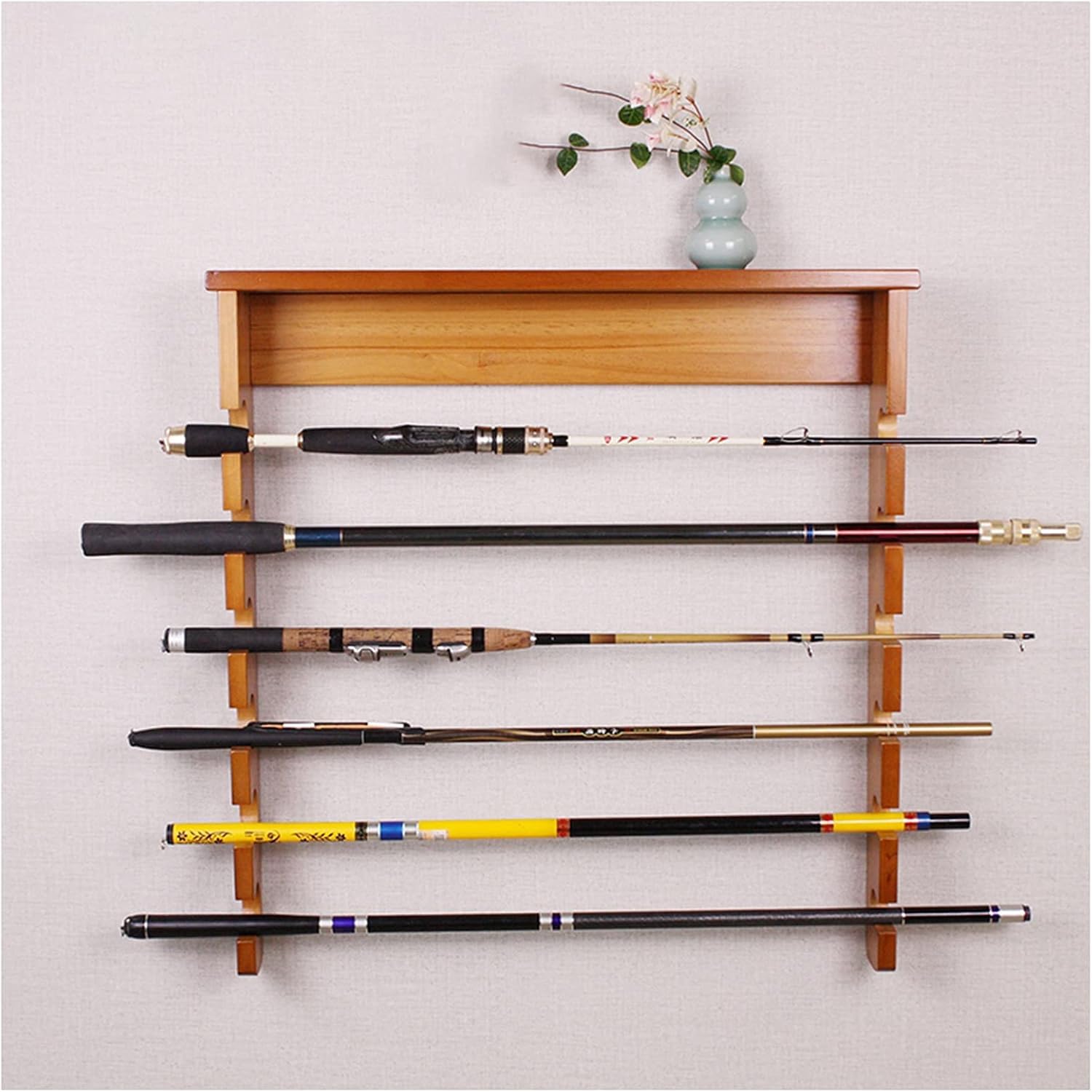 Drewniany stół do gry w bilard/uchwyt ścienny do kijów bilardowych, poziomy stojak do przechowywania 6 kijów bilardowych - Game Room Organizer