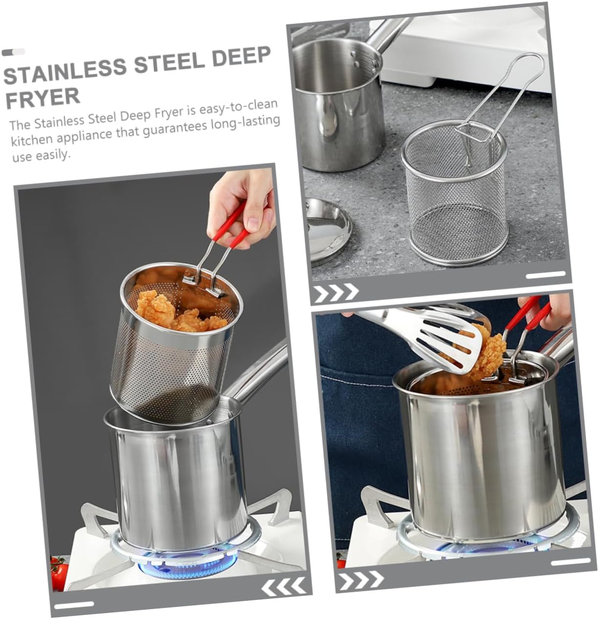 Mobestech Stainless Steel Deep Fryer Pot Oil Filtration Multifunctional Fryer for Home and Kitchen Nonstick for Chips