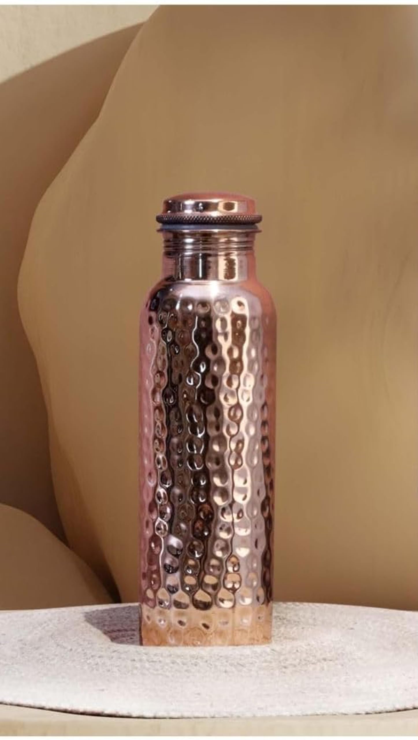 Paquete De 2 Botellas De Agua De Cobre Puro Martillado De 950 Ml (32 Oz/950 Ml) A Prueba De Fugas De Cobre Ayurvédico Para Deportes Yoga Viajes Y Uso Diario.