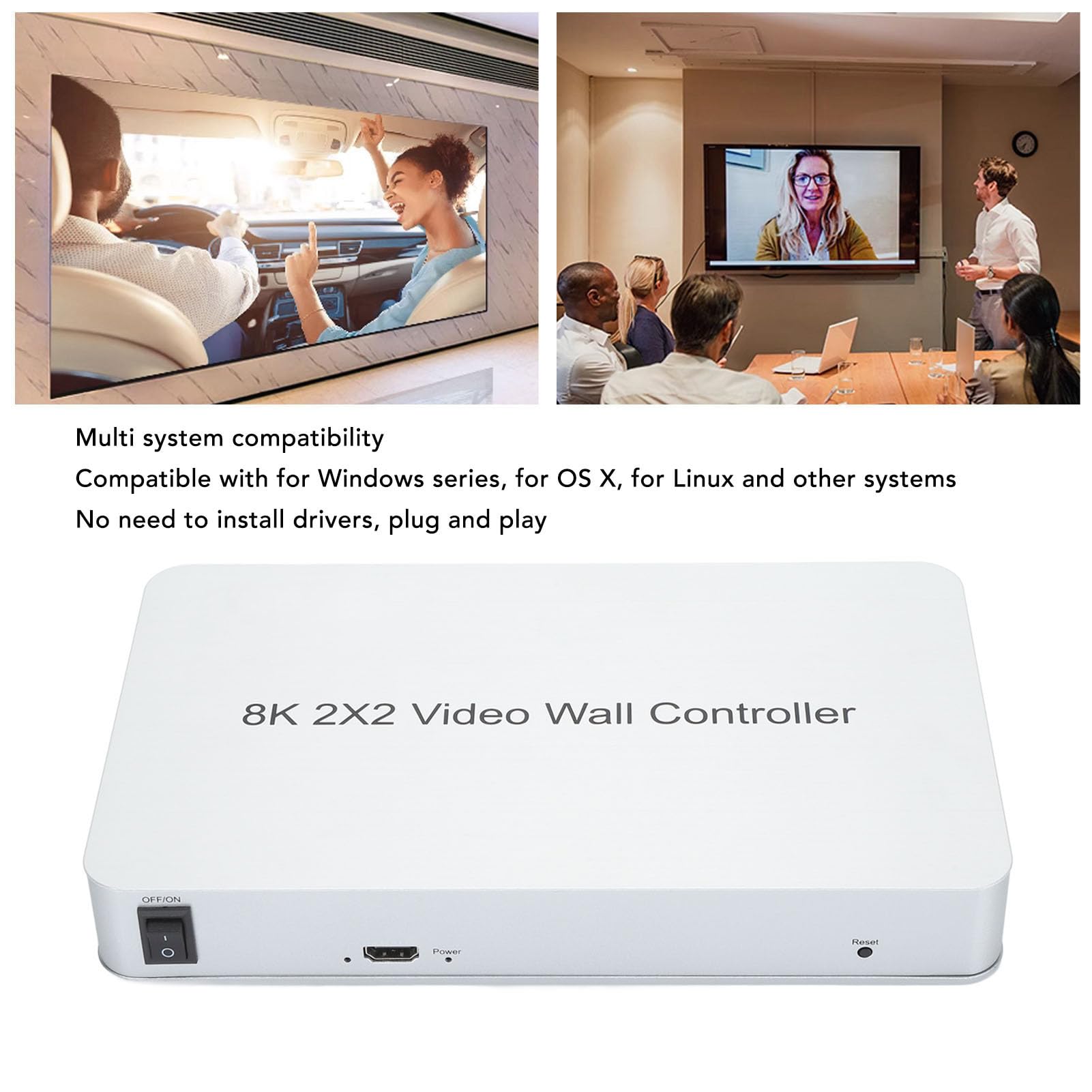 Controller Parete Video HDMI 2x2, Processore Parete TV 8K, Uscita 4K 1080P, Rotazione di 180 Gradi, 8 modalità di Giunzione Giuntatrice Processore Schermo Video 2x2 1x1 1x2