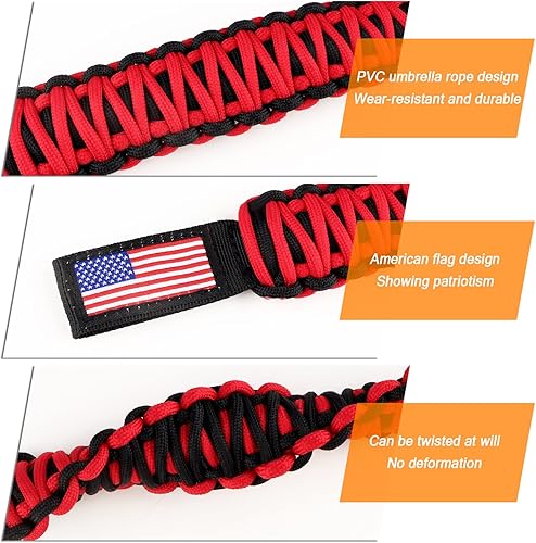 Miniatura 3 de Aokdom 2 asas de agarre para reposacabezas anticolisión de seguridad con bandera de EE. UU., asas universales de paracaídas para asiento trasero