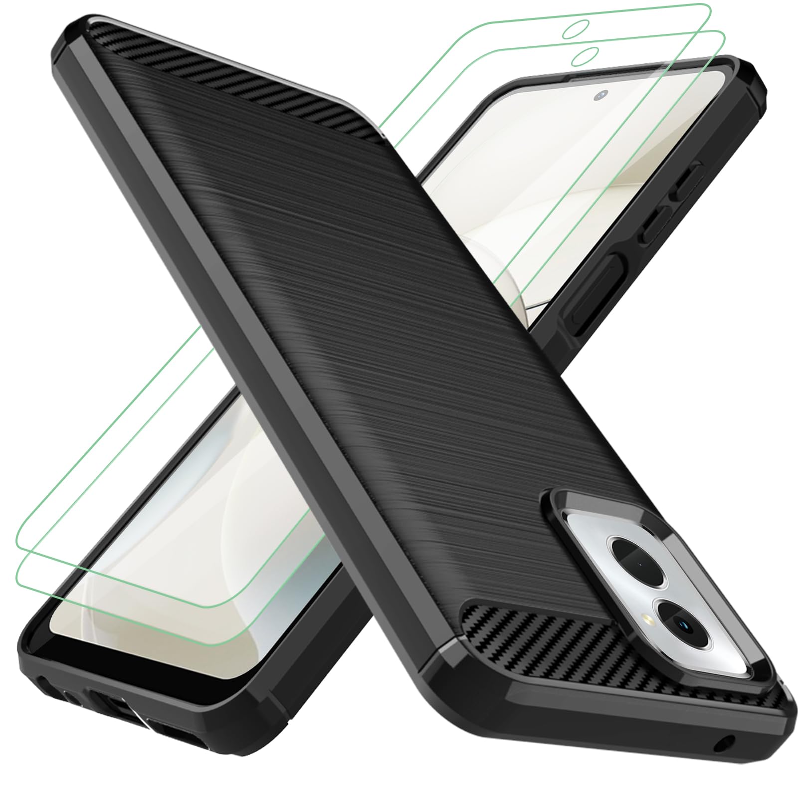 for Moto G Power 5G 2024 Case: with 2pcs Screen Protector Shock-Absorption Flexible TPU Rubber Protective Cover for Motorola Moto G Power 5G 2024(