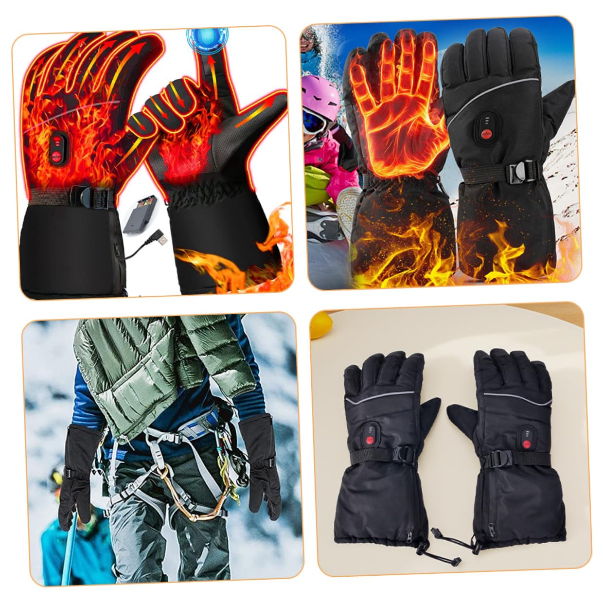 Gatuida Guanti Riscaldati Ricaricabili per Uomo Guanti da Sci Termici Impermeabili Caldi Elettrici per Inverno Sportivi all Aperto Calore Duraturo