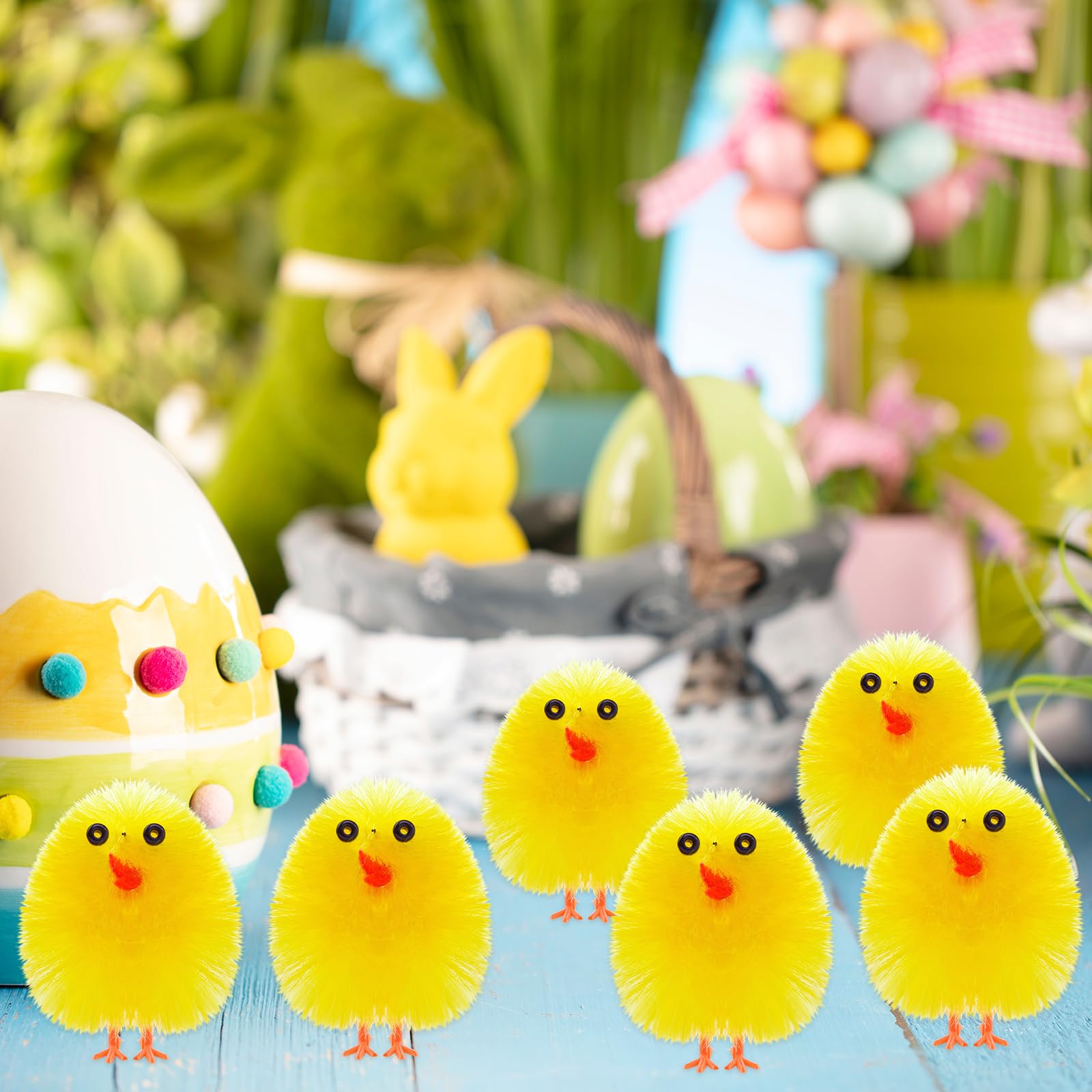 PLULON 36 Piezas Pollitos Amarillos de Pascua, Pollitos Esponjosos de Felpa para Decoración de Huevos, Fiestas de Búsqueda de Huevos y Detalles de Pascua