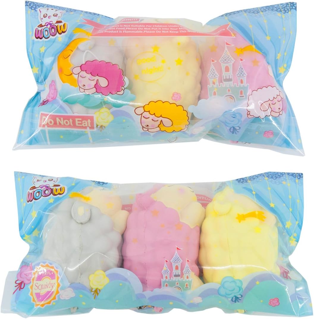 WOOW Squishy Slowing Rising - 3pcs Pack Mini Sheep Keychain toys, 25+ seconds Rising (mini)