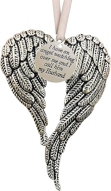 Clear Christmas Memorial Ornaments Angel Feather Ball - A Piece Of My Heart Is In Heavens Memorial Hanging Pendant Christmas Tree Decorations Remembrance Lost Loved Ones Keepsake Gifts (13#-Husband)