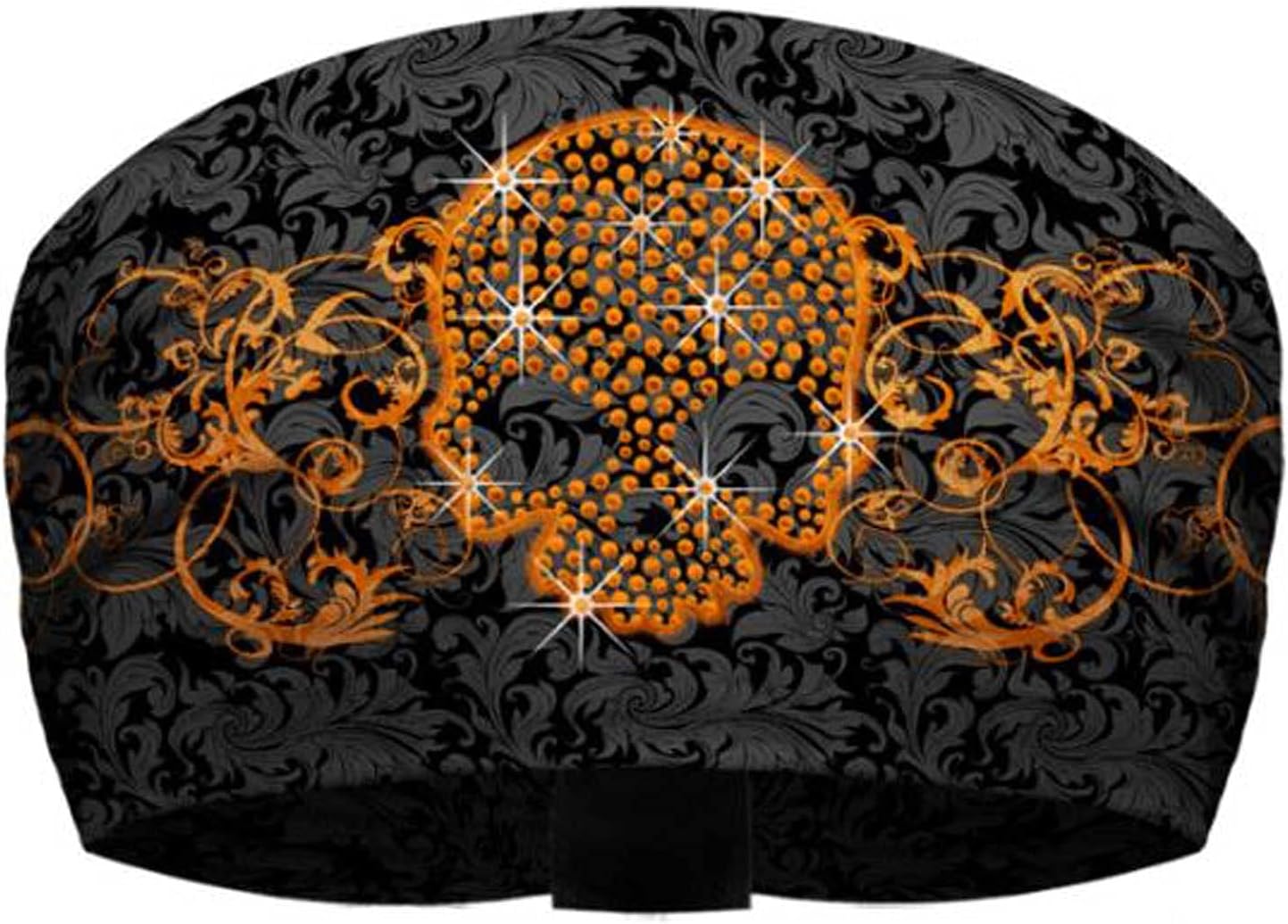 That's A Wrap Women's Skull & Scroll Black/Orange Knotty Band Head Wrap. KB2925