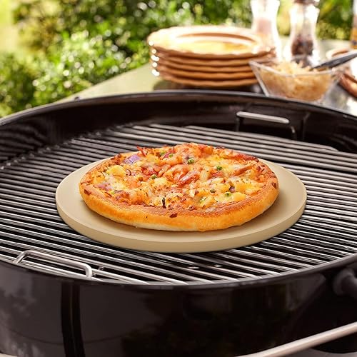 Miniatura 9 de UNICOOK - Piedra redonda para hornear pizza, 10", 12", 14", 15", 16", para horno y parrilla