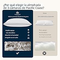 Vista 8 de Almohadas Pacific Coast para cama para dormir de lado y bocarriba, almohadas de plumas y plumón de hotel con funda 100% algodón, soporte medio, a