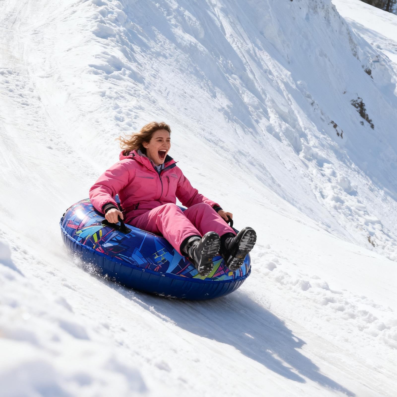 Luge à neige | Radeau gonflable de 104 cm avec poignées – Luges pour adultes et enfants en hiver, piscine, camping et extérieur