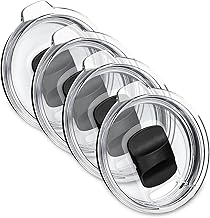 XccMe Magnetic Lid for Tumbler,Spill Proof Tumbler Cover,Suitable for YETI Rambler, Ozark Trail, Old Style Rtic and More,Straw Friendly, BPA Free(Black) (20oz 4PACK, Black)