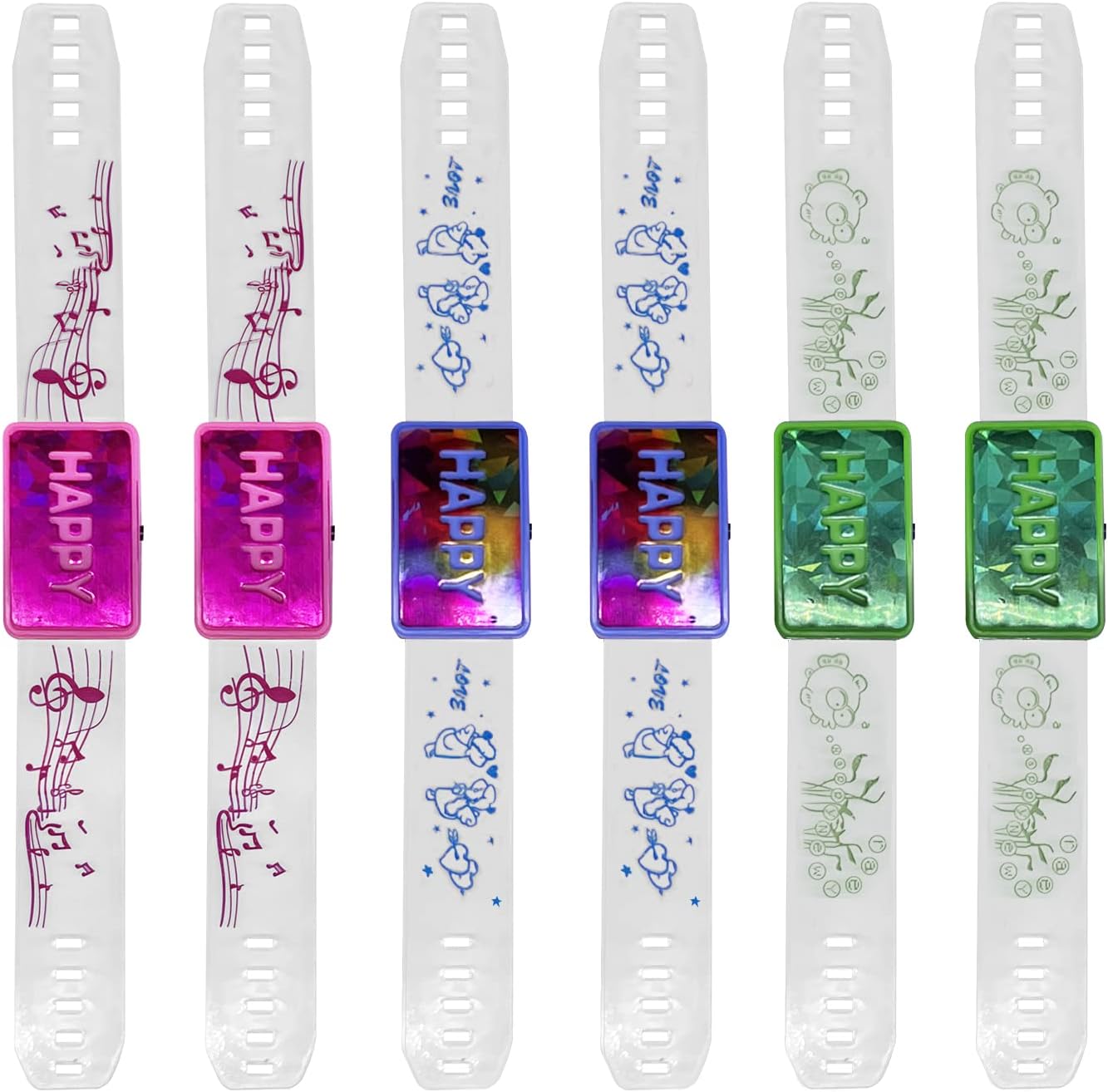 M.best 6pcs LED Light Up Bracelets, Glow in The Dark Flashing Wristbands Happy Bracelets Party Favors for Wedding,Sports,Festivals,Concerts,Party - Image 4