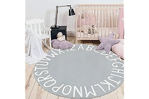 HEBE Round Alphabet Nursery Rug for Kids Room
