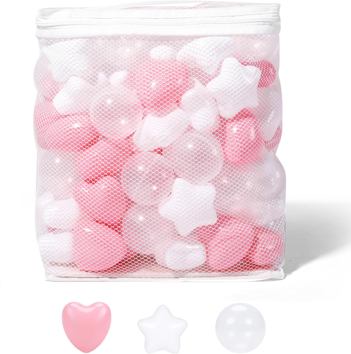 كرات حوض الكرات، 100 كرة محيطية وردية للأطفال، خيام لعب للأطفال، كرات بلياردو ناعمة من البلاستيك لتزيين أعياد الميلاد والحفلات، ألعاب الملاعب، كرات بلياردو - (اللون: وردي + أبيض + شفاف)