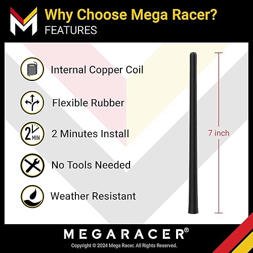 Miniatura 2 de Mega Racer Antena de motocicleta negra de 7 pulgadas para Harley Davidson todos los modelos 1989-2023, antena de flexión flexible, repuesto