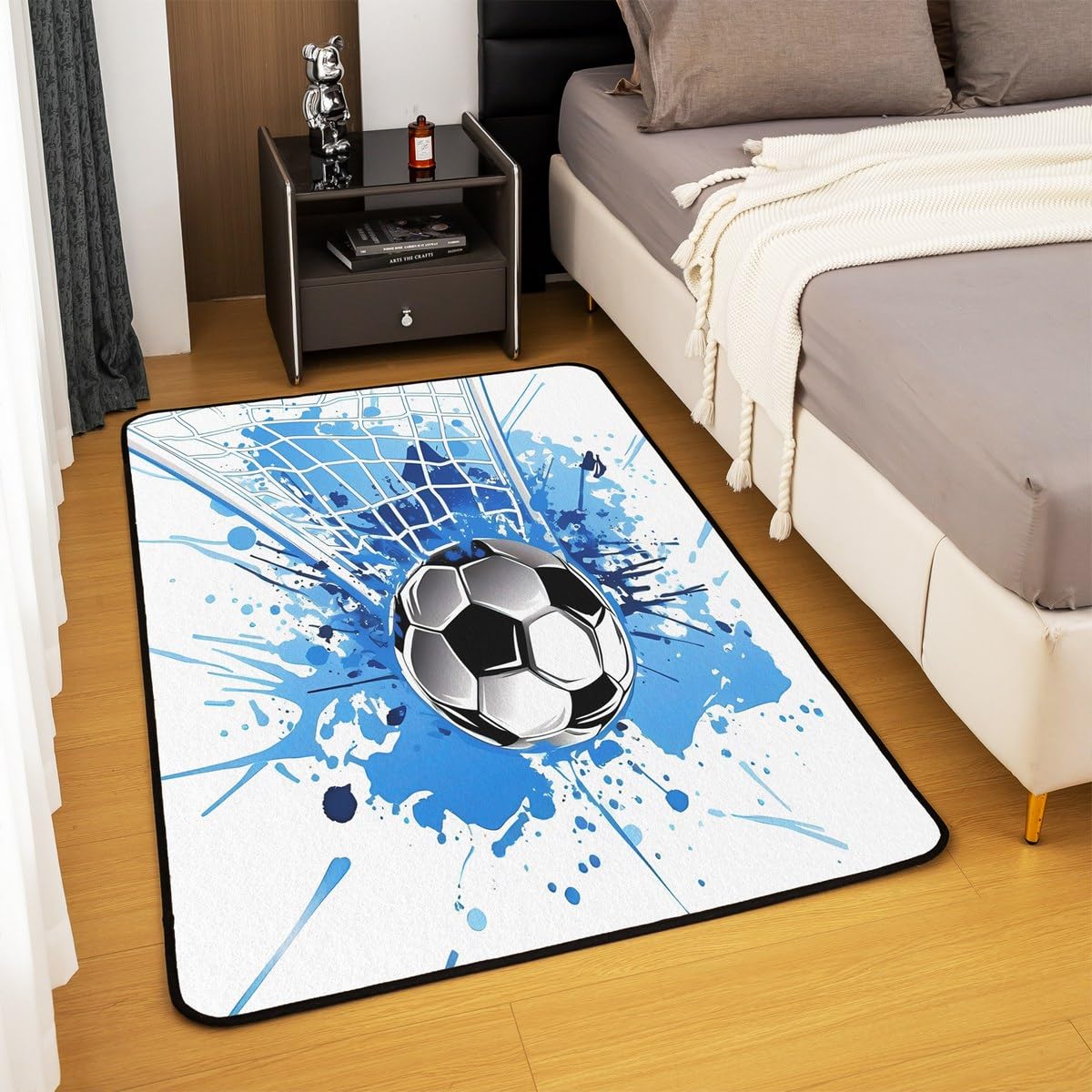 Homemissing Jungen Fußball Teppich 100x150cm Ball Gaming Fußball Küchenteppich für Kinder Mädchen Sport Thema Wohnzimmerteppich Zimmer Dekor