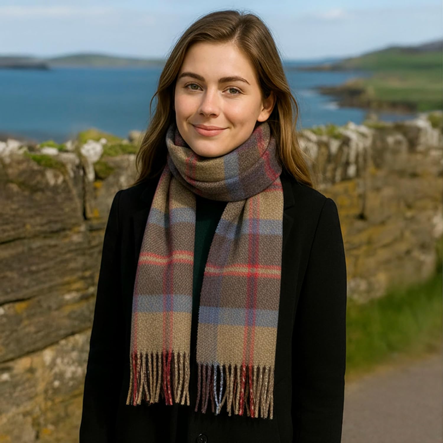 Biddy Murphy Fine 100% Irish Lambswool Plaid Scarf, Soft & Warm, Celtic Tartan Check, Imported - Image 3