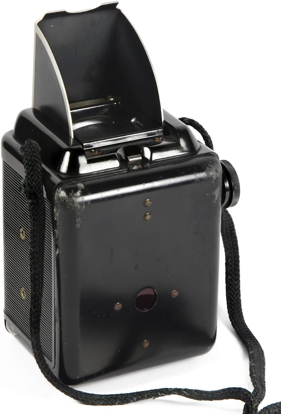Rear view of the Argus Argoflex Seventy-Five camera, showing the film winding knob and red window.