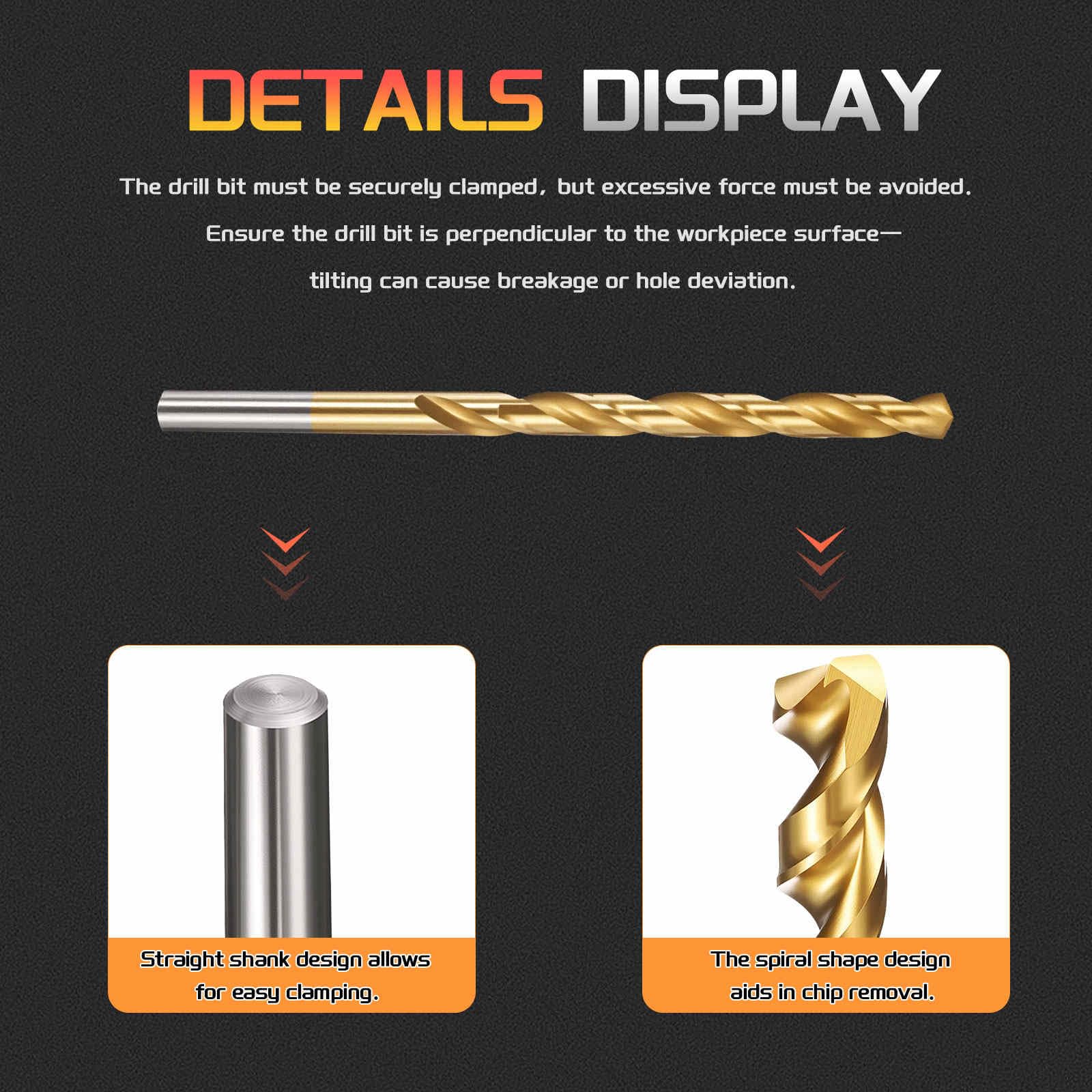CoCud 5.6mm Drill Bit, 7/32" Cutting Diameter, 4341 HSS Jobber Bits TiN Coated 135° Cutting Angle - Image 3