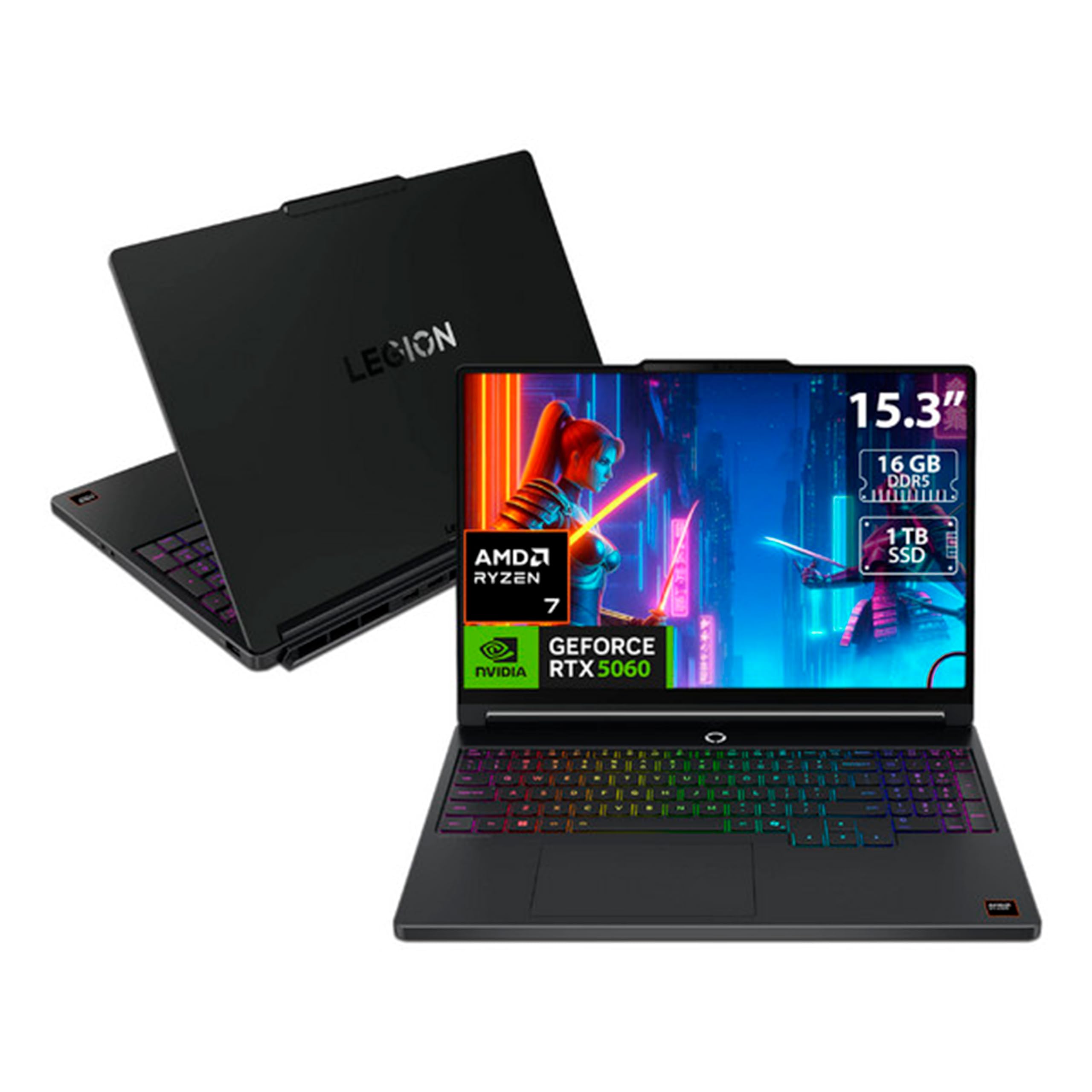 Lenovo Legion 5a 15.3" WQXGA 165Hz Laptop AMD Ryzen 7 250 16GB RAM 1TB SSD NVIDIA GeForce RTX 5060 8GB Windows 11 Home Black 83Q70003US