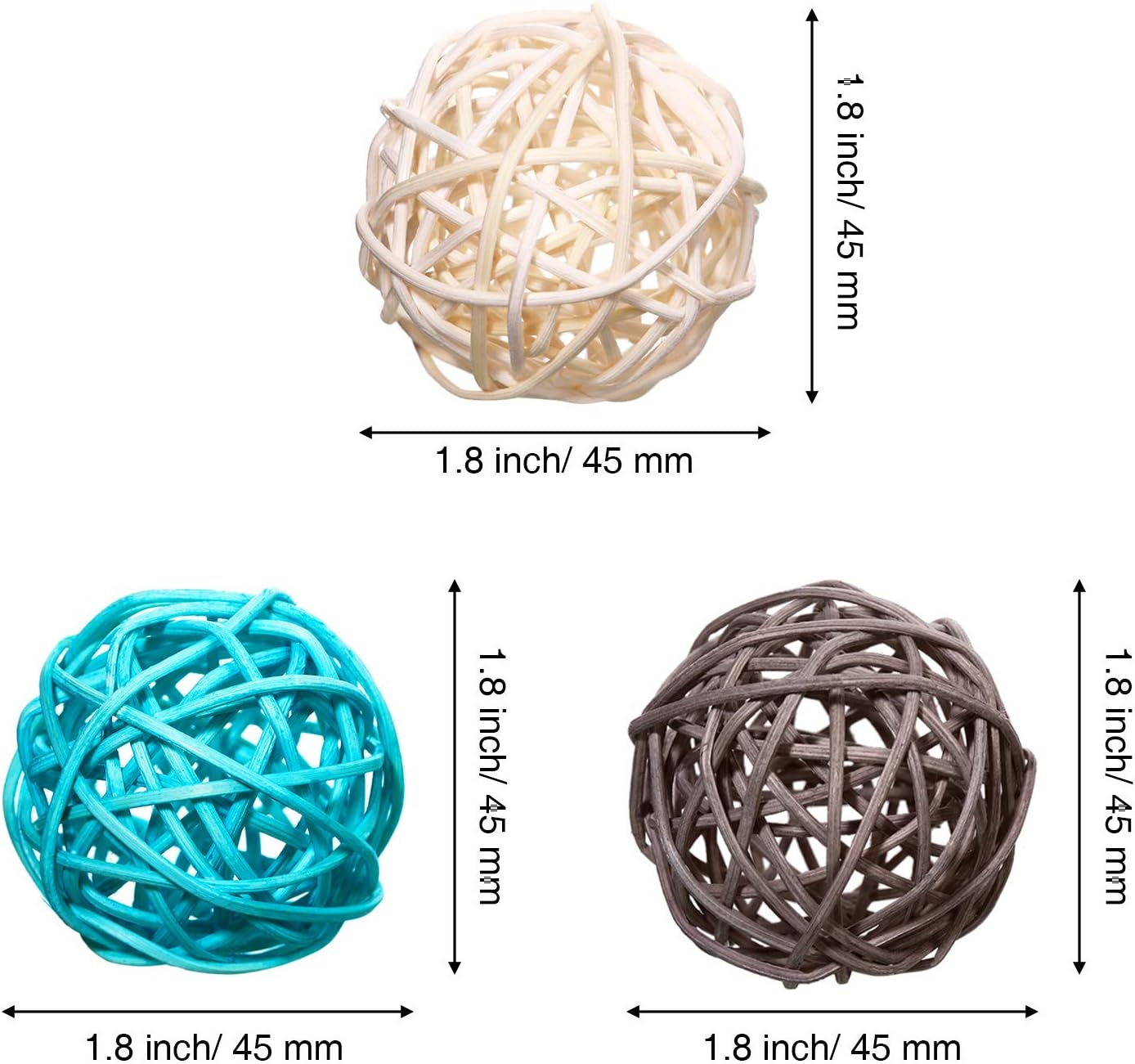 Yaomiao 15 Pcs Rattan Balls Vase Filler Teal Decorative Orbs, 1.8"